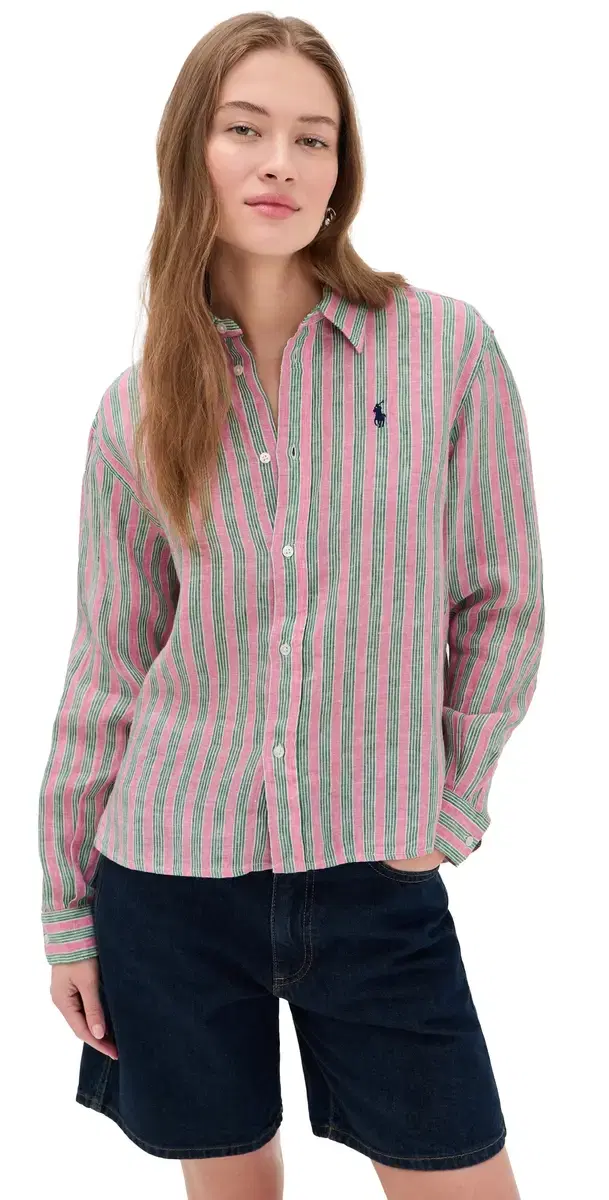 Long Sleeve Linen Button Down 1999 Berry Green ulti