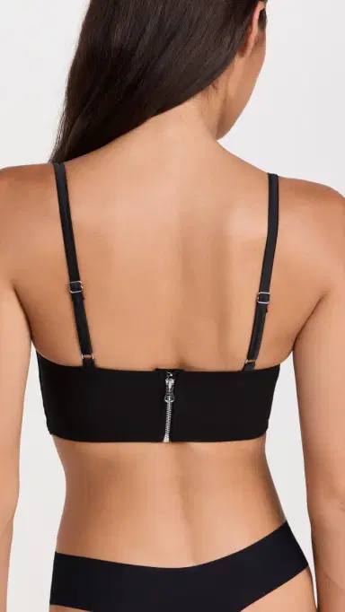 Fleur du Mal Lily Embroidery Longline Demi Bra Black 32B | Thumbnail 3