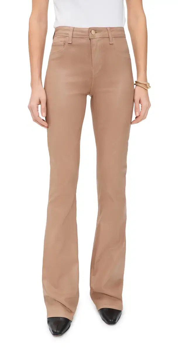 L'AGENCE Marty Flare Trousers Cappuccino Coated