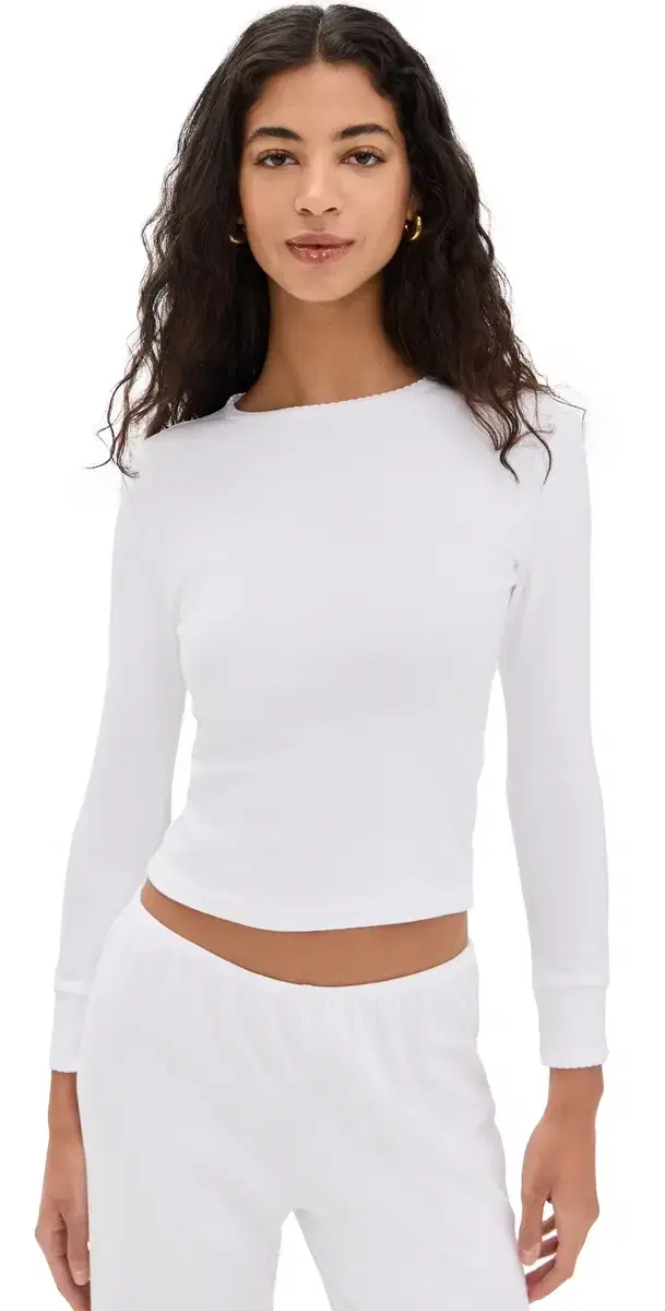 DONNI. The Baby Rib Scallop ong Sleeve Powder