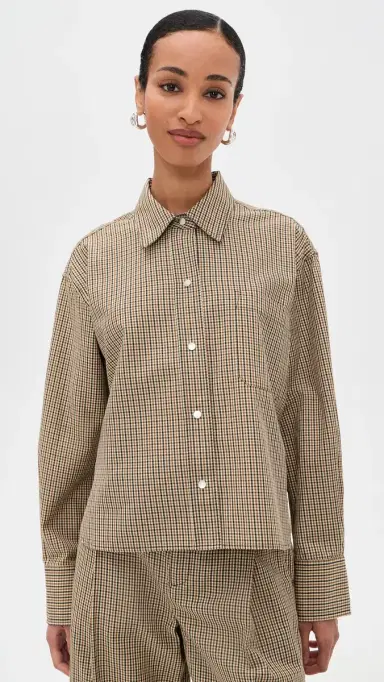 Vince Cropped Button Down Shirt | Thumbnail 2 Vince Cropped Button Down Shirt | Thumbnail 2