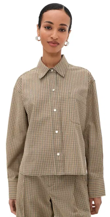 Vince Cropped Button Down Shirt | Thumbnail 1 Vince Cropped Button Down Shirt | Thumbnail 1