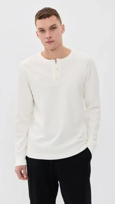 Reigning Champ Flatback Thermal Base tandard Henley Championship White | Thumbnail 2