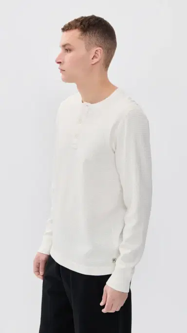 Reigning Champ Flatback Thermal Base tandard Henley Championship White | Thumbnail 4
