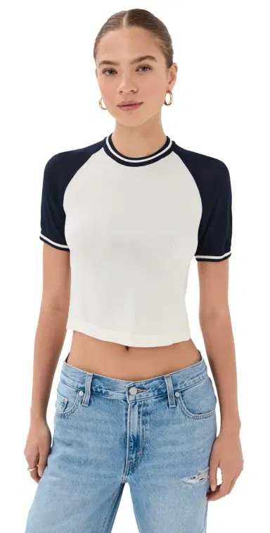 State & Lake Raglan Baseball Tee White/Navy XS | Thumbnail 1