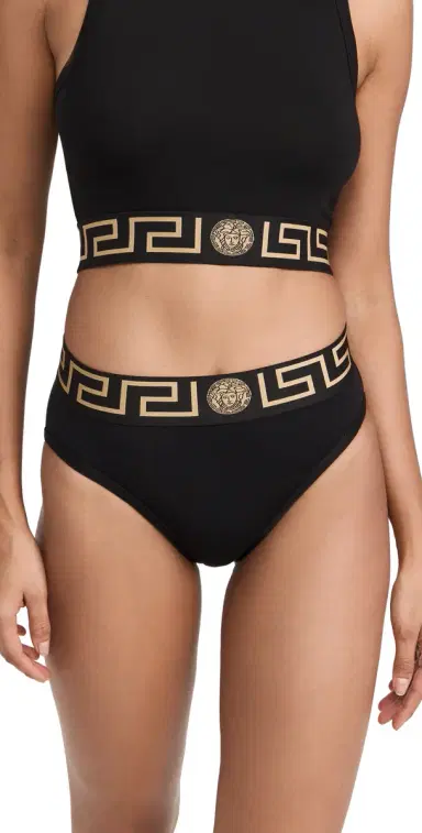 Versace Iconic High Waisted Briefs Black 5 | Thumbnail 1
