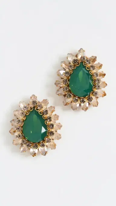 Deepa Gurnani Deepa by Leesha Earrings Emerald | Thumbnail 4