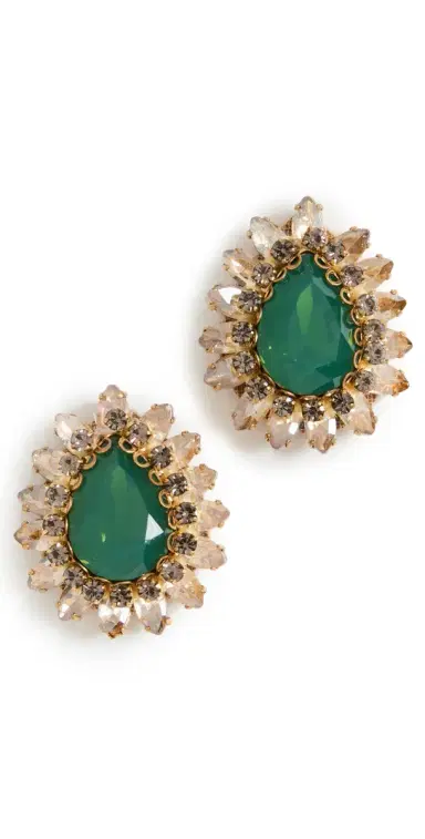 Deepa Gurnani Deepa by Leesha Earrings Emerald | Thumbnail 1