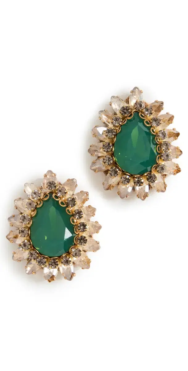 Deepa Gurnani Deepa by  Leesha Earrings Emerald One Size