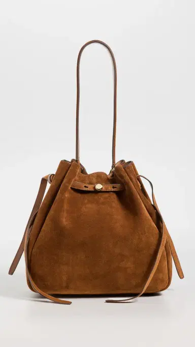 Tory Burch Romy Suede Large Bucket Bag Caramel One Size | Thumbnail 2 Tory Burch Romy Suede Large Bucket Bag Caramel One Size | Thumbnail 2
