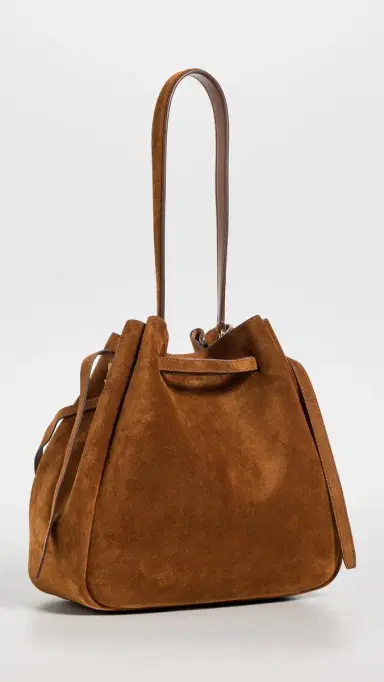 Tory Burch Romy Suede Large Bucket Bag Caramel One Size | Thumbnail 4 Tory Burch Romy Suede Large Bucket Bag Caramel One Size | Thumbnail 4