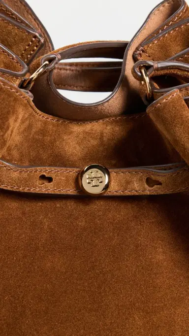 Tory Burch Romy Suede Large Bucket Bag Caramel One Size | Thumbnail 5 Tory Burch Romy Suede Large Bucket Bag Caramel One Size | Thumbnail 5