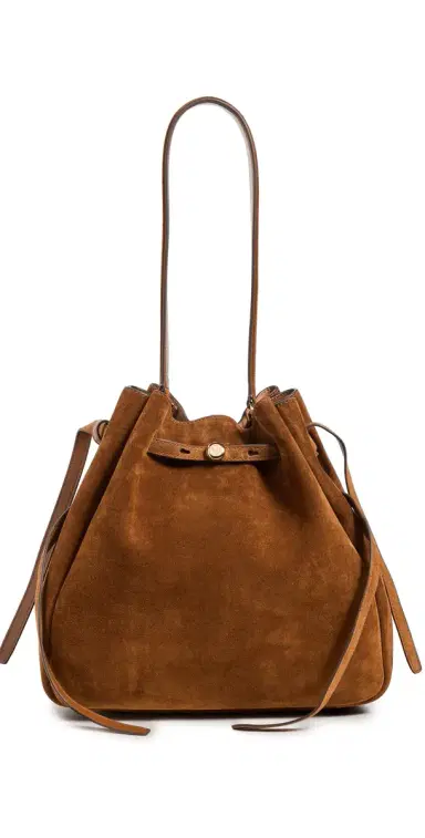 Tory Burch Romy Suede Large Bucket Bag Caramel One Size | Thumbnail 1 Tory Burch Romy Suede Large Bucket Bag Caramel One Size | Thumbnail 1