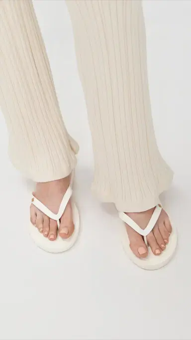 Tory Burch Kira Padded Flip Flops New Ivory/Gold 8 | Thumbnail 3