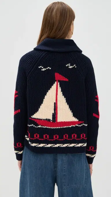 THE GREAT. The Sailboat Lodge Cardigan Dark Navy | Thumbnail 3 THE GREAT. The Sailboat Lodge Cardigan Dark Navy | Thumbnail 3