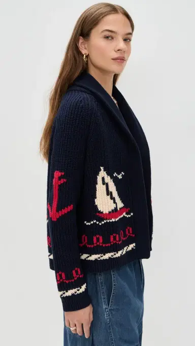 THE GREAT. The Sailboat Lodge Cardigan Dark Navy | Thumbnail 4 THE GREAT. The Sailboat Lodge Cardigan Dark Navy | Thumbnail 4