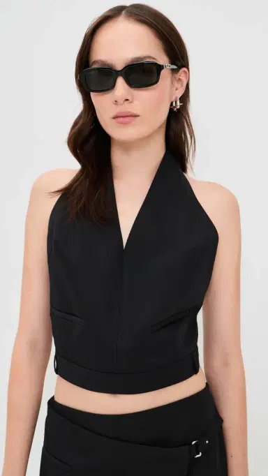 St. Agni Upside Down Wool Halter Top Black M | Thumbnail 2
