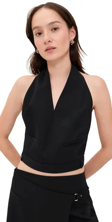 St. Agni Upside Down Wool Halter Top Black M | Thumbnail 1