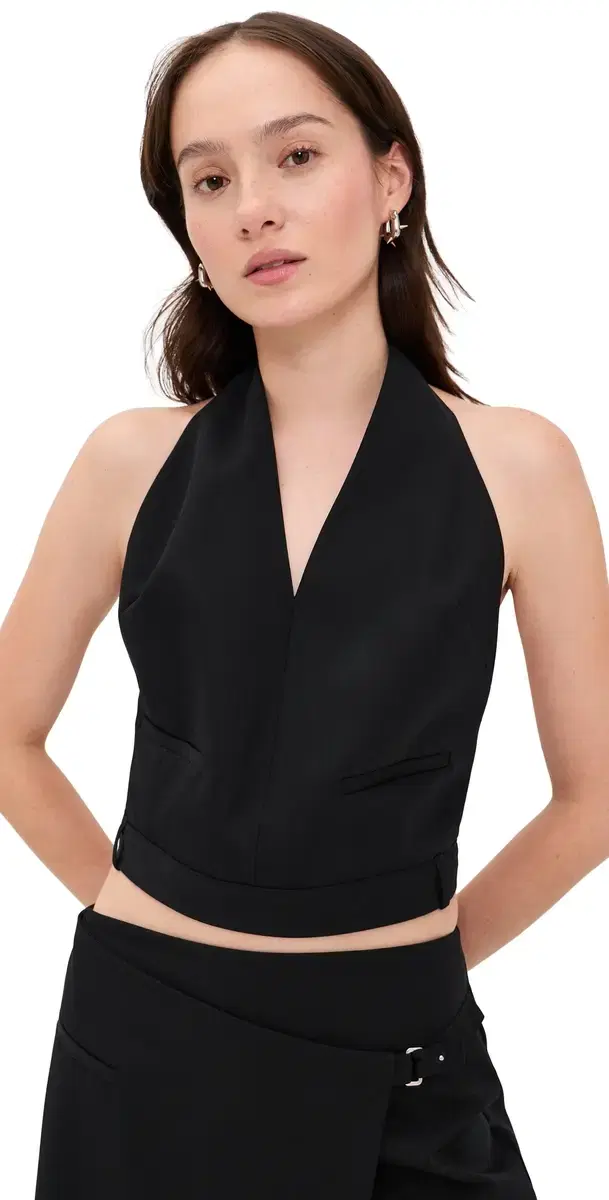 Upside Down Wool Halter Top Black