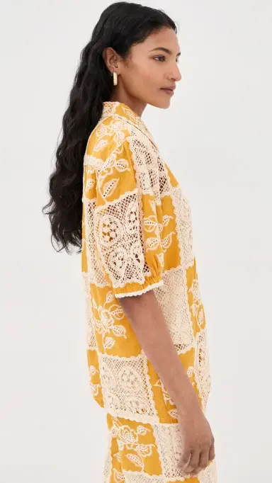 FARM Rio Lace Short Sleeve Shirt Off-White | Thumbnail 4