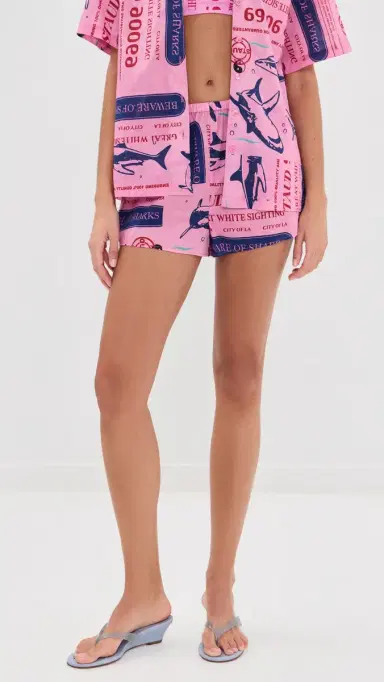 Staud Paddle Shorts Parcel Print Pink S | Thumbnail 2