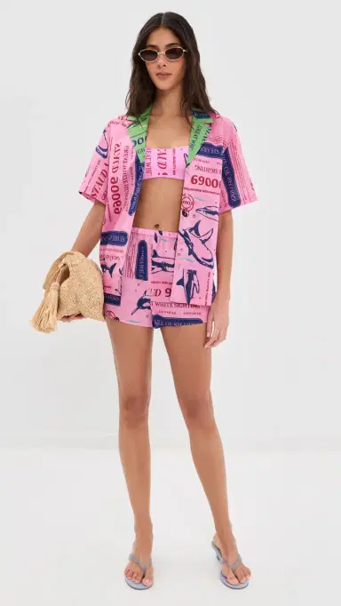 Staud Paddle Shorts Parcel Print Pink S | Thumbnail 5