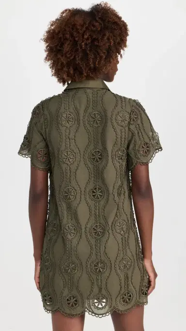 English Factory callop Embroidered Mini Dress Olive | Thumbnail 3