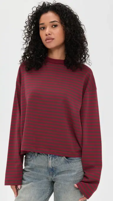 Lioness Bloom Long Sleeve Tee Chocolate Wine Stripe | Thumbnail 2