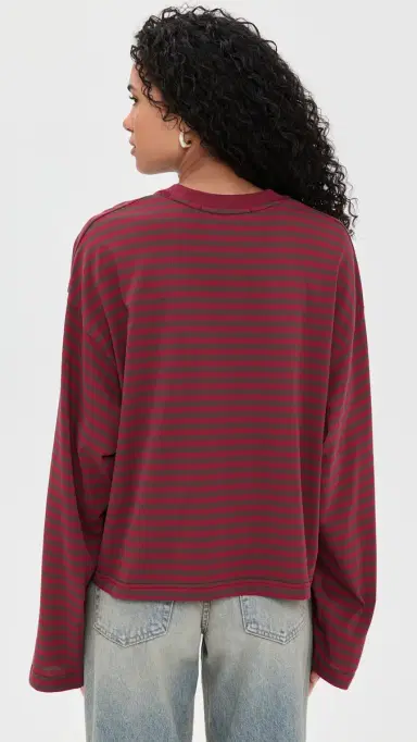 Lioness Bloom Long Sleeve Tee Chocolate Wine Stripe | Thumbnail 3