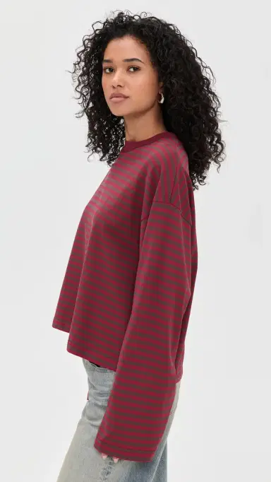 Lioness Bloom Long Sleeve Tee Chocolate Wine Stripe | Thumbnail 4