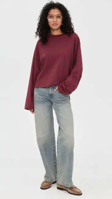 Lioness Bloom Long Sleeve Tee Chocolate Wine Stripe | Thumbnail 5