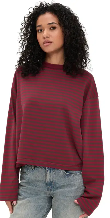 Lioness Bloom Long Sleeve Tee Chocolate Wine Stripe | Thumbnail 1