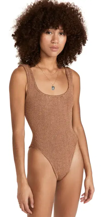 Hunza G Classic Square One Piece Metallic Cocoa One Size | Thumbnail 1