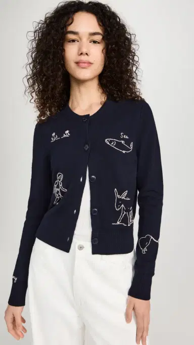 Sea Demi French Workwear Knit Cardigan Navy XL | Thumbnail 2