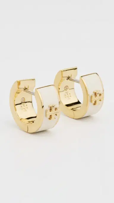 Tory Burch Icon Enamel Huggie Hoop Earrings Tory Gold / New One Size | Thumbnail 2 Tory Burch Icon Enamel Huggie Hoop Earrings Tory Gold / New One Size | Thumbnail 2