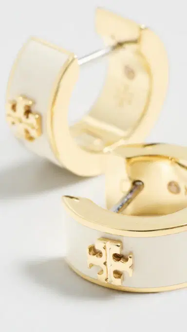 Tory Burch Icon Enamel Huggie Hoop Earrings Tory Gold / New One Size | Thumbnail 4 Tory Burch Icon Enamel Huggie Hoop Earrings Tory Gold / New One Size | Thumbnail 4