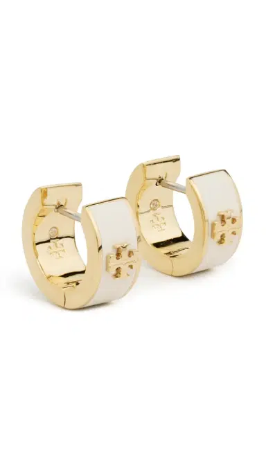 Tory Burch Icon Enamel Huggie Hoop Earrings Tory Gold / New One Size | Thumbnail 5 Tory Burch Icon Enamel Huggie Hoop Earrings Tory Gold / New One Size | Thumbnail 5