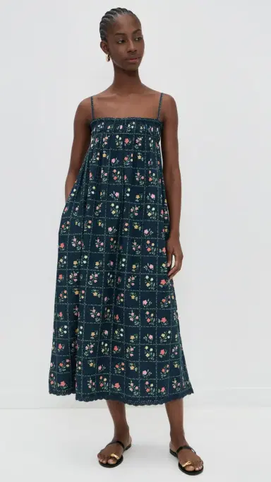 La Maregold Sammy Dress Navy Floral Grid L | Thumbnail 2