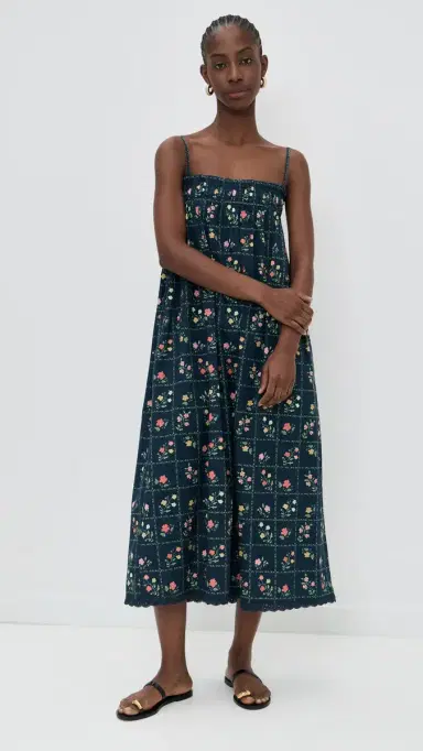 La Maregold Sammy Dress Navy Floral Grid L | Thumbnail 5