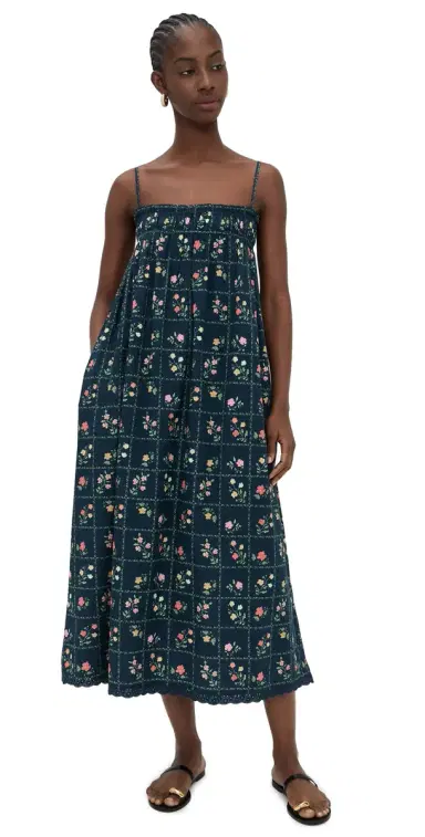 La Maregold Sammy Dress Navy Floral Grid L | Thumbnail 1