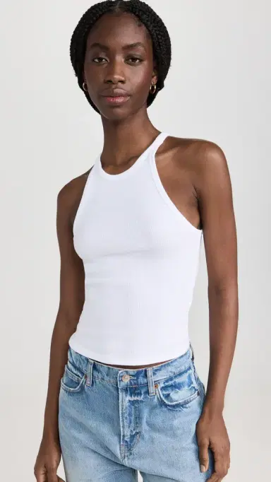 Good American Heritage Ribbed Tank Top White001 | Thumbnail 2
