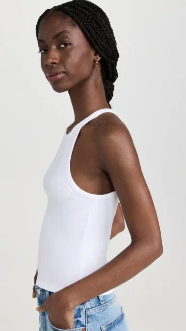 Good American Heritage Ribbed Tank Top White001 | Thumbnail 4