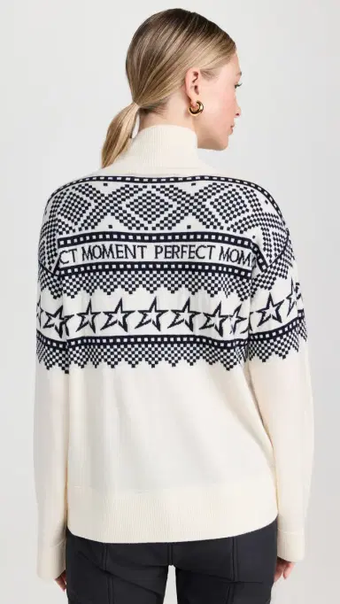 Perfect Moment Holiday Roll Neck Pullover White/Blue | Thumbnail 3