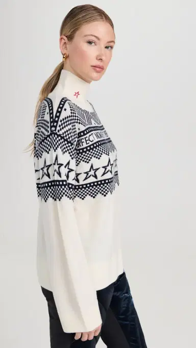 Perfect Moment Holiday Roll Neck Pullover White/Blue | Thumbnail 4