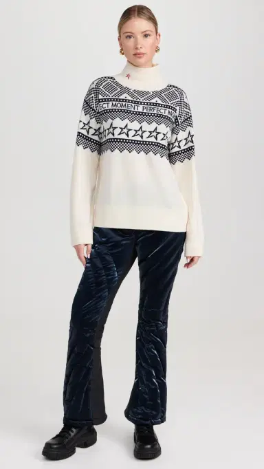 Perfect Moment Holiday Roll Neck Pullover White/Blue | Thumbnail 5