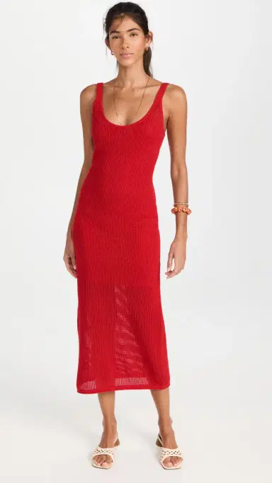 Staud Jessica Knit Coverup Dress Ruby L | Thumbnail 2 Staud Jessica Knit Coverup Dress Ruby L | Thumbnail 2