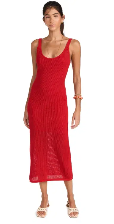 Staud Jessica Knit Coverup Dress Ruby L | Thumbnail 1 Staud Jessica Knit Coverup Dress Ruby L | Thumbnail 1