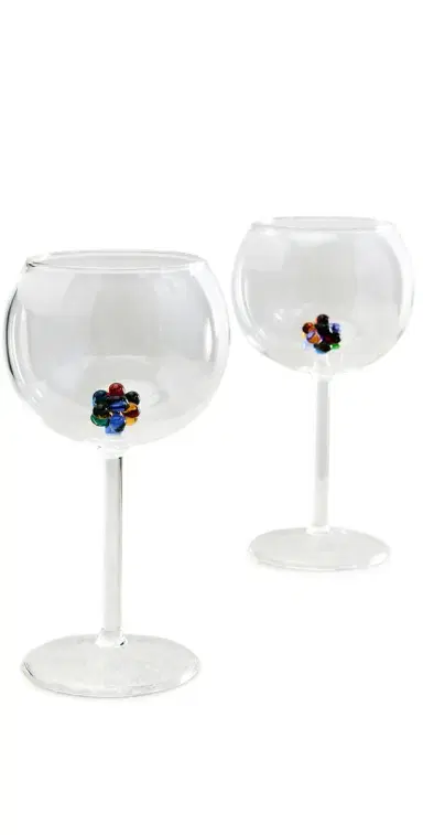 FAZEEK Bloom Wine Glasses Set of 2 Multi One Size | Thumbnail 1 FAZEEK Bloom Wine Glasses Set of 2 Multi One Size | Thumbnail 1