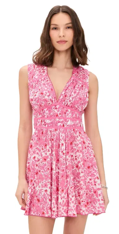 Poupette St Barth Ciao Mini Dress Pink Aquaflora | Thumbnail 1 Poupette St Barth Ciao Mini Dress Pink Aquaflora | Thumbnail 1