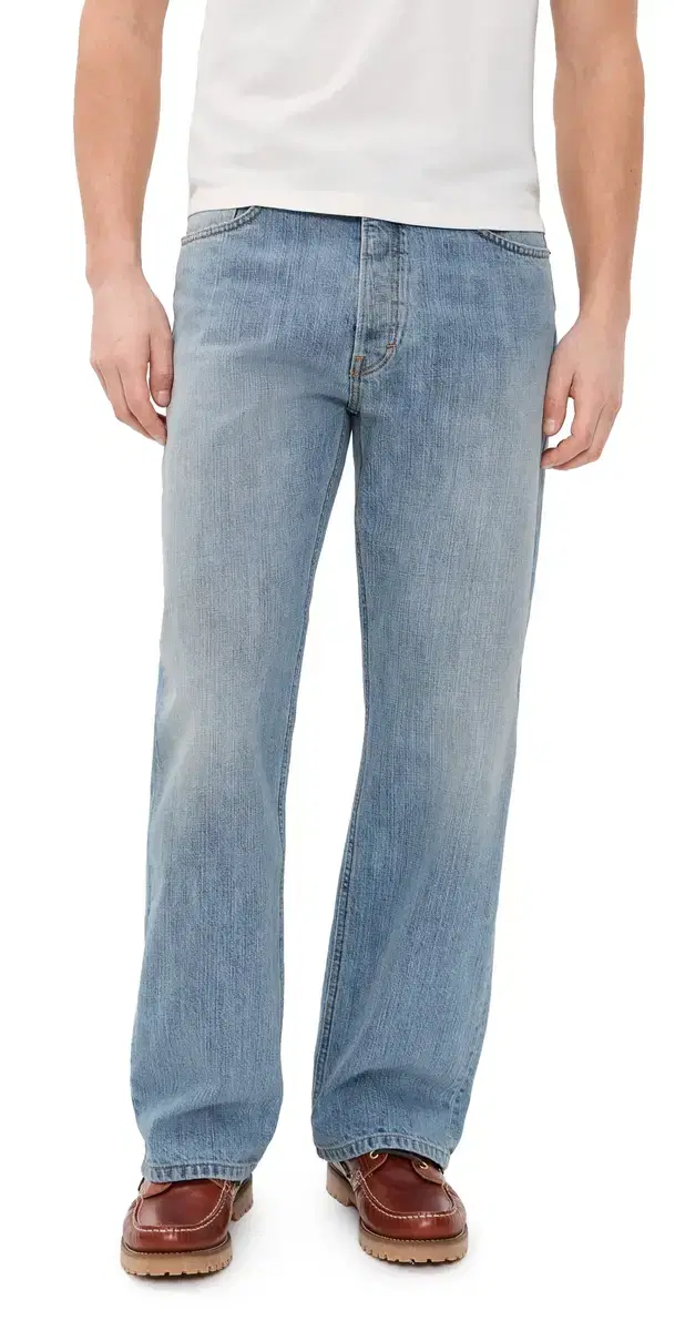 Vega Straight Leg Jeans Light Blue Righe
